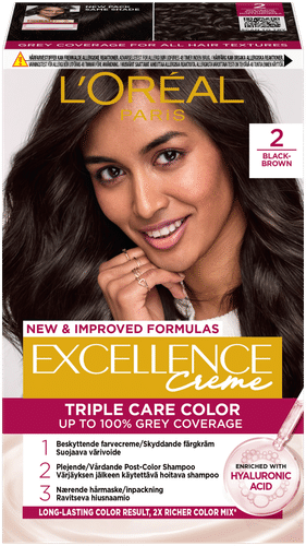 L'Oréal Paris Excellence Creme 2 Black Brown Mustanruskea kestoväri 1kpl