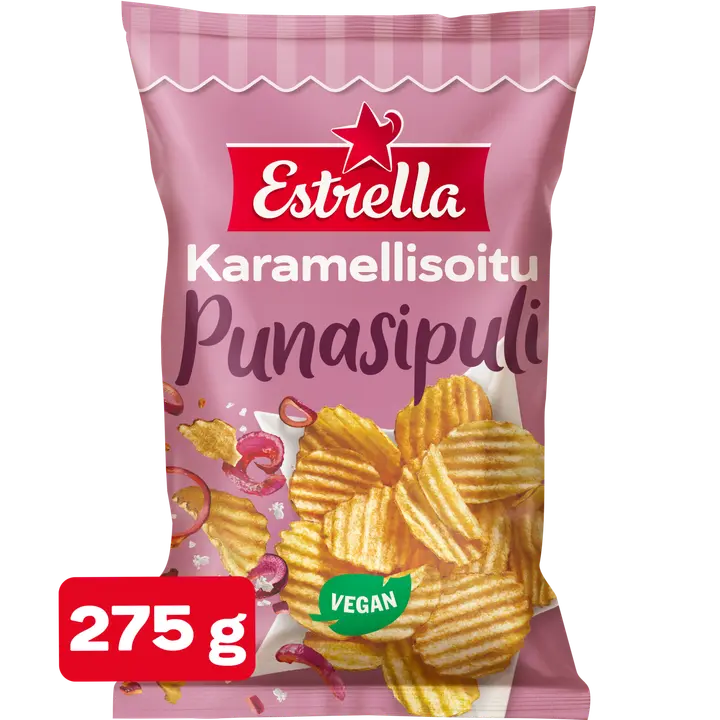 Estrella Karamellisoitu Punasipuli Sipsi 275g-Estrella 焦糖红洋葱片 275g