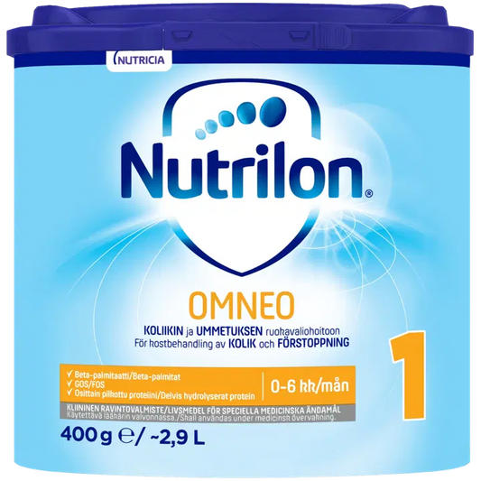 Nutrilon Omneo 1 400克，临床营养制剂粉末，适用于0-6个月婴儿｜Nutrilon Omneo 1 400g, kliininen ravintovalmistejauhe imeväisikäiselle, 0-6 kk.