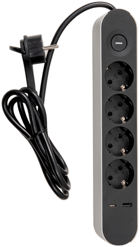 Airam TREND 4孔+2USB 延长线 1.4米 黑色