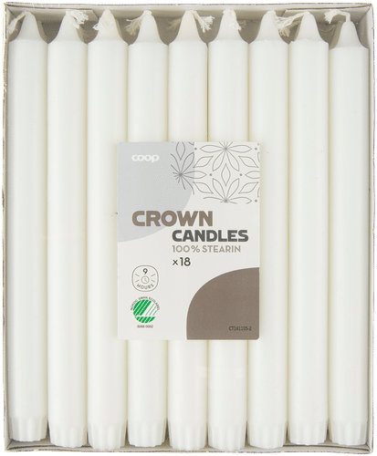 Coop 皇冠蜡烛 白色 24厘米 18 kpl