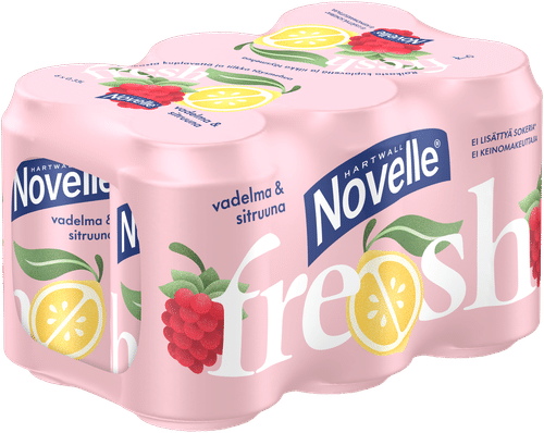 Hartwall Novelle Fresh 6 x Hartwall Novelle 新鲜覆盆子柠檬矿泉水 0,33 l