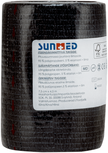 Sunmed 自粘弹性绷带 7.5厘米 x 4.5米 黑色