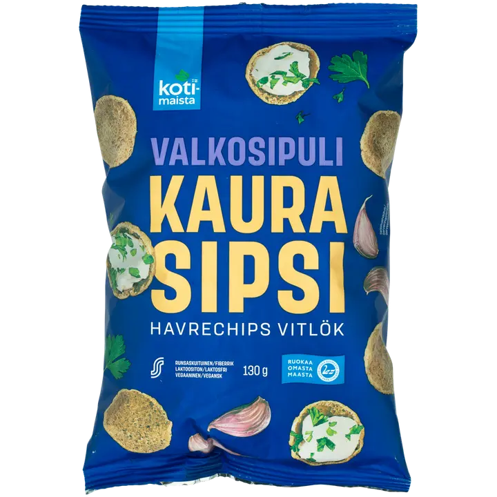 Kotimaista Kaurasipsi Valkosipuli 130g-Kotimaista 燕麦大蒜 130g