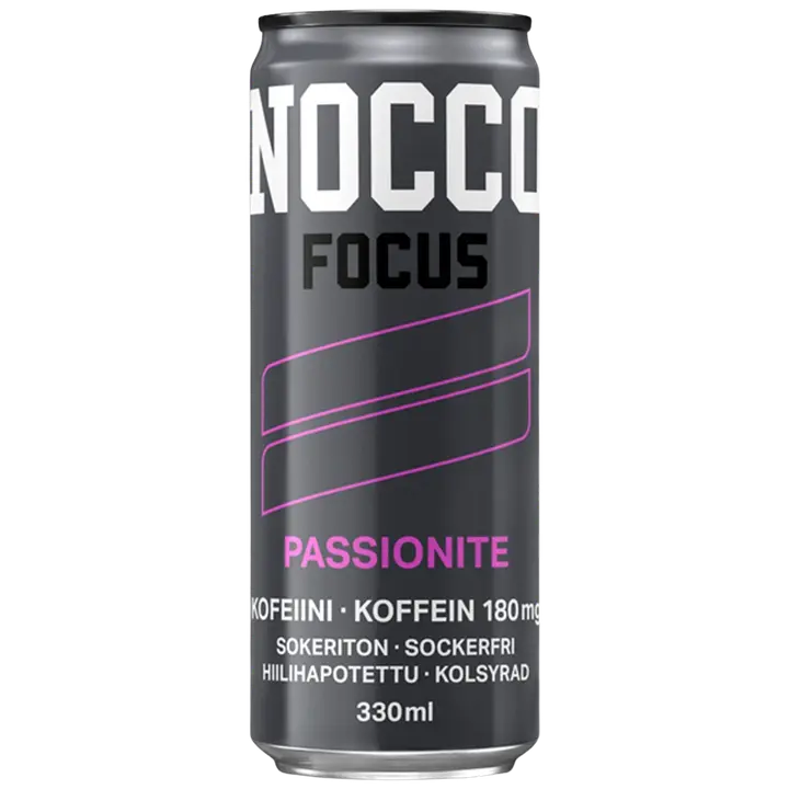 NOCCO FOCUS Passionite kofeiinia ja vitamiineja sisältävä hiilihapotettu energiajuoma 330ml｜Nocco FOCUS Passionite 含有咖啡因和维生素的碳酸能量饮料 330ml