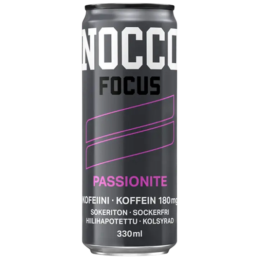 NOCCO FOCUS Passionite kofeiinia ja vitamiineja sisältävä hiilihapotettu energiajuoma 330ml｜Nocco FOCUS Passionite 含有咖啡因和维生素的碳酸能量饮料 330ml