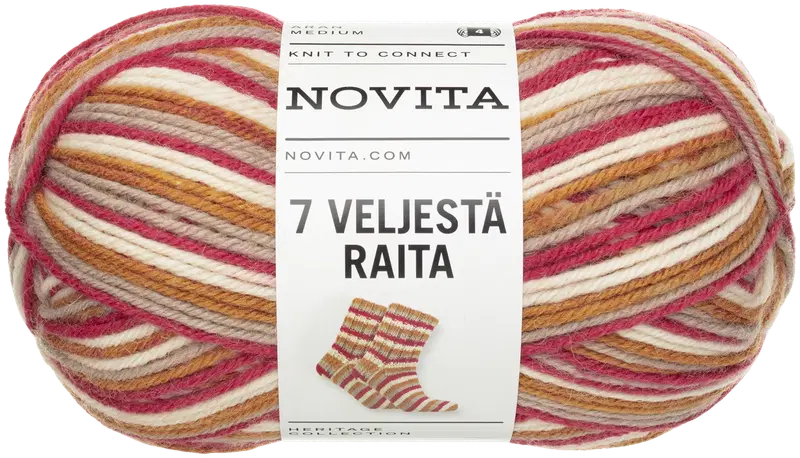 Novita 7 Veljestä Raita 纱线 100g 暴风雨晨色 983｜Novita lanka 7 Veljestä Raita 100g myrskyaamu 983