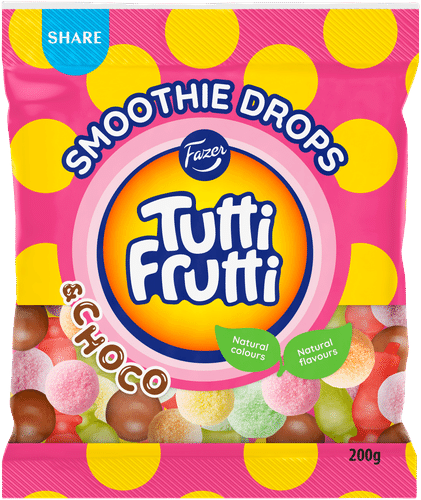 Fazer Tutti Frutti Smoothie Drops糖果袋 200g｜Fazer Tutti Frutti Smoothie Drops karkkipussi 200g