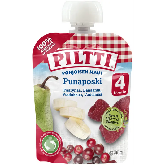 Piltti Pohjoisen maut 90g Punaposki hedelmäsose 4kk annospussi｜Piltti 北方风味 90 克 Punaposki 果泥 4 个月袋装