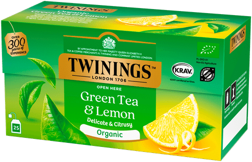 Twinings 25x1,5g Green tea & Lemon Luomu｜Twinings 25x1.5g 有机绿茶和柠檬