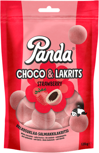 Panda 巧克力甘草草莓巧克力甘草糖 120g｜Panda Choco Lakrits mansikka suklaa lakritsi 120g