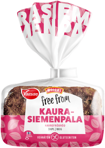 Vaasan Moilas Free From Kaurasiemenpala 180 g 3 kpl gluteeniton kaurapalaleipä｜Vaasan Moilas 无麸质燕麦籽面包块 180克 3片