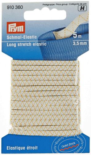 Prym 白色松紧带 3.5 毫米，每包 5 米