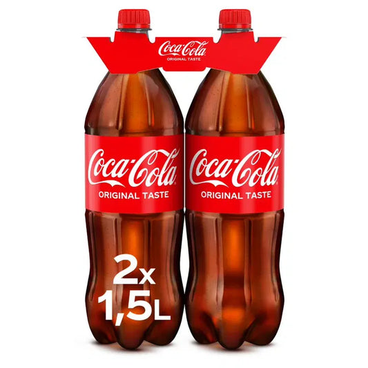 2-pack Coca-Cola Original Taste virvoitusjuoma muovipullo 1,5 L｜Coca-Cola 2 件装可口可乐原味软饮料塑料瓶 1,5 L