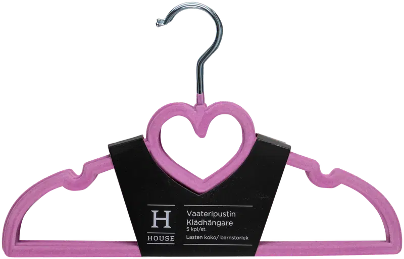 House 儿童天鹅绒衣架 心形 5 kpl