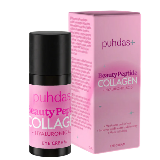 Puhdas+ 胜肽胶原蛋白+透明质酸眼霜 15 ml｜Puhdas+ Beauty Peptide Collagen + Hyaluronic acid Eye cream - Silmänympärysvoide 15 ml