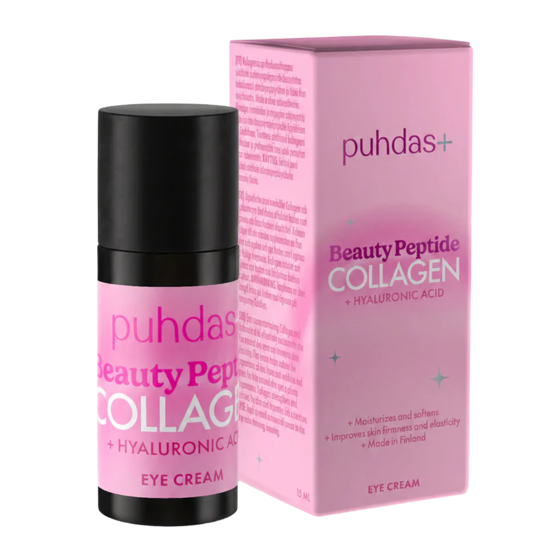 Puhdas+ 胜肽胶原蛋白+透明质酸眼霜 15 ml｜Puhdas+ Beauty Peptide Collagen + Hyaluronic acid Eye cream - Silmänympärysvoide 15 ml