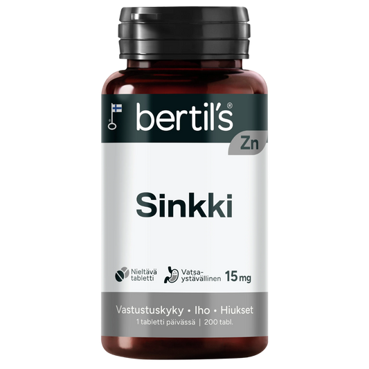 Bertil's 锌 15毫克 200片｜Bertil's Sinkki 15 mg 200 tabl.