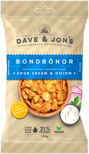 Dave&Jons paahdettuja härkäpapuja sourcream &onion kanssa 100 g