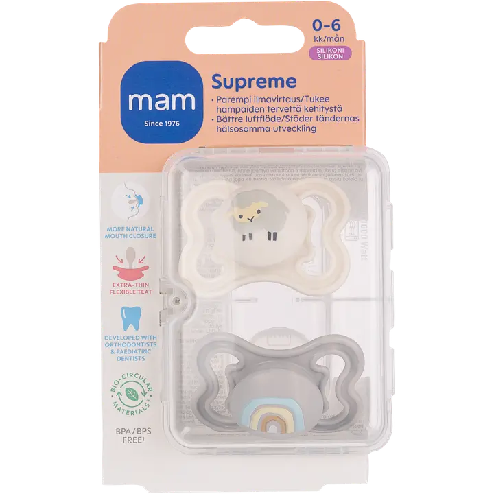 MAM Supreme 0-6kk silikoni 2kpl｜None MAM Supreme 0-6 个月硅胶 2kpl