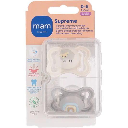 MAM Supreme 0-6kk silikoni 2kpl｜None MAM Supreme 0-6 个月硅胶 2kpl