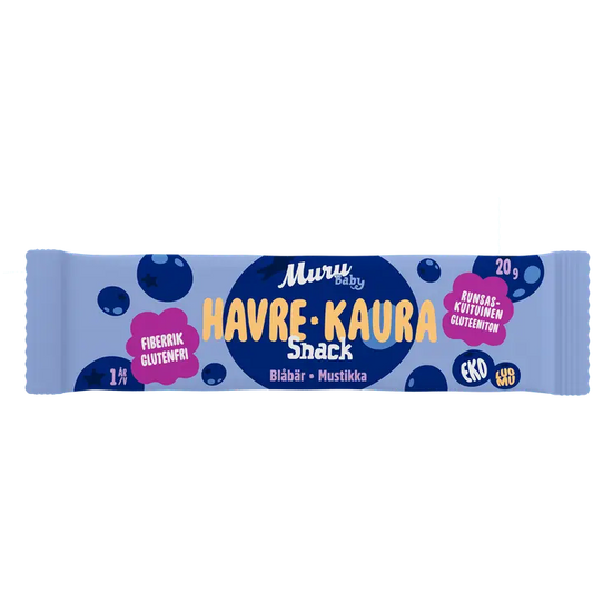Muru Baby Kaura Snack Mustikka 1 v 20 g luomukaurapatukka｜Muru Baby Kaura Snack 蓝莓 1 年 20 克有机燕麦棒