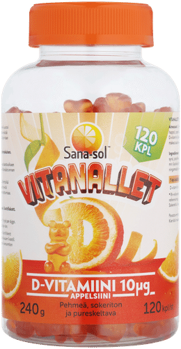 Sana-sol 维他熊 D3 10微克 橙子味 120粒/240克