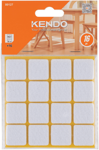 Kendo 毛毡脚垫 22 x 22 毫米 16片，白色