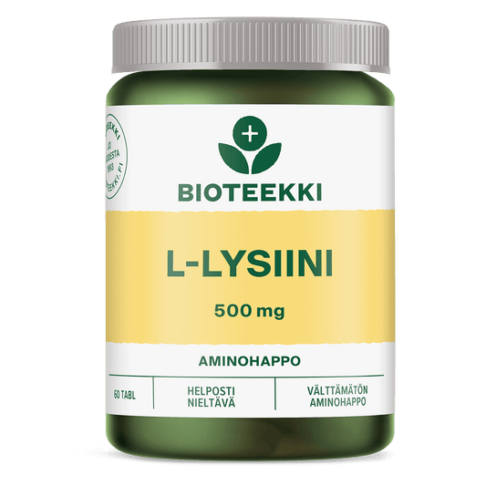 生物科技 L-赖氨酸 500毫克 60片｜Bioteekki L-Lysiini 500 mg 60 tabl.