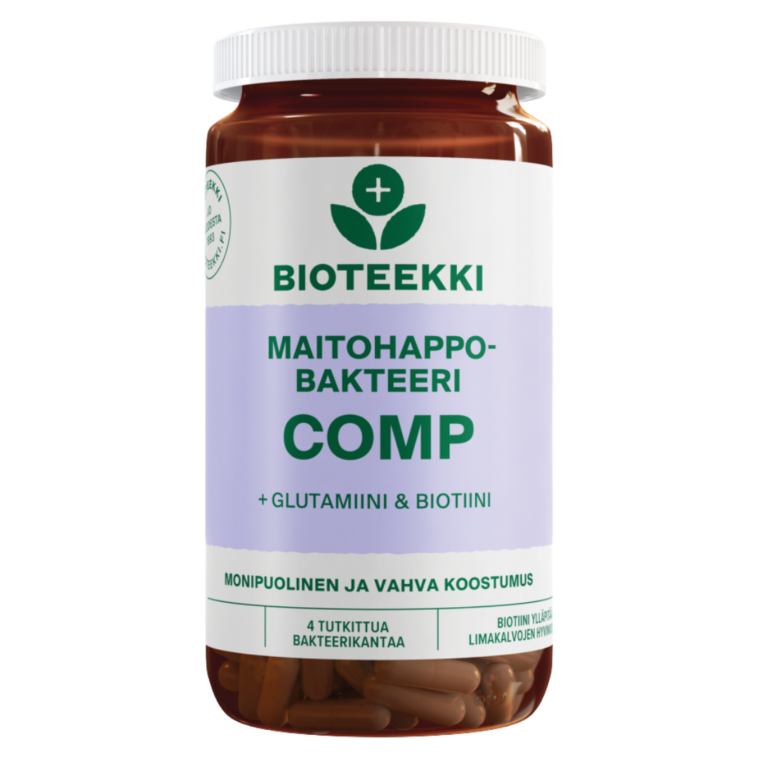 Bioteekki 乳酸菌复合 + 谷氨酰胺和生物素 90粒 - 批次｜Bioteekki Maitohappobakteeri COMP + Glutamiini & Biotiini 90 kaps. - erä
