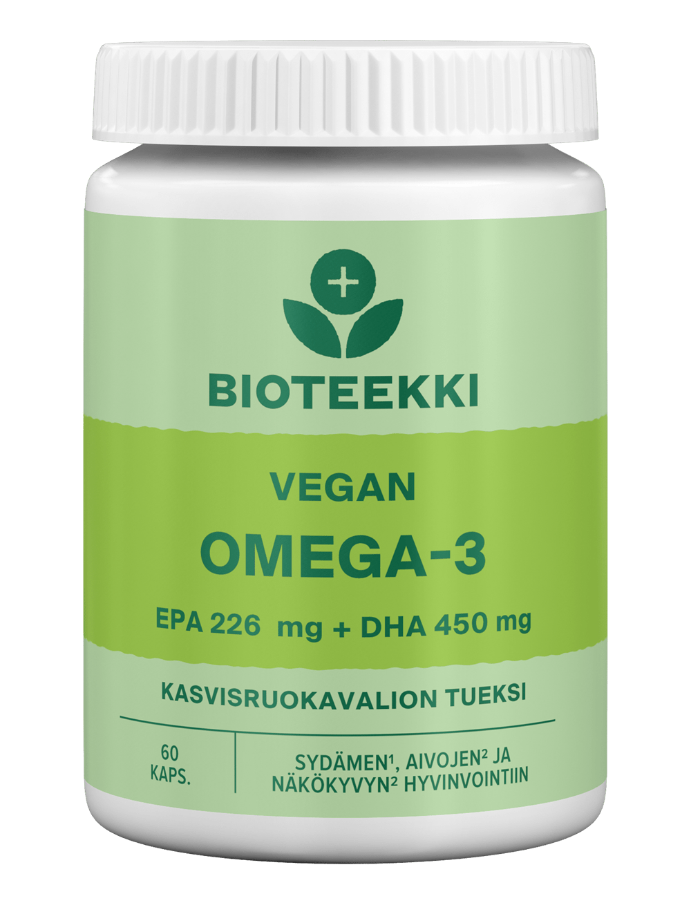 Bioteekki Vegan Omega-3 EPA 226 mg + DHA 450 mg 60 kaps.