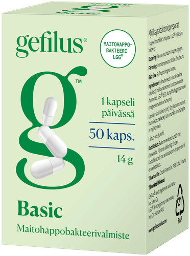 Gefilus 乳酸菌胶囊 50粒 14克 膳食补充剂｜Gefilus Basic kapseli maitohappobakteerivalmiste 50kaps 14g ravintolisä
