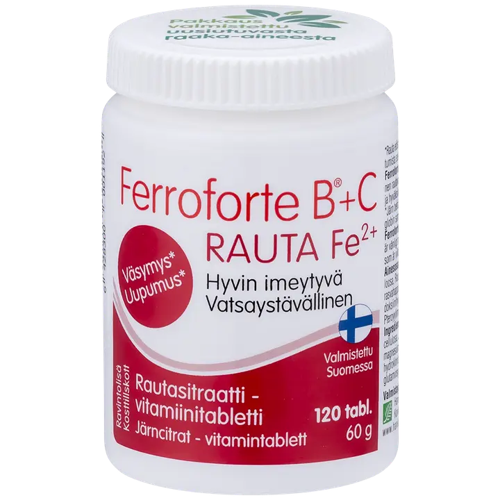 Ferroforte B + C rautasitraatti-vitamiinitabletti 120 tabl-Ferroforte B+C 柠檬酸铁维生素片 120 片