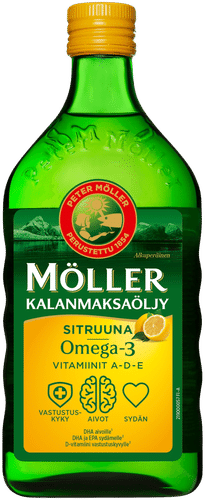 Möller 鱼肝油 柠檬 Omega-3 维生素 A-D-E 膳食补充剂 500ml
