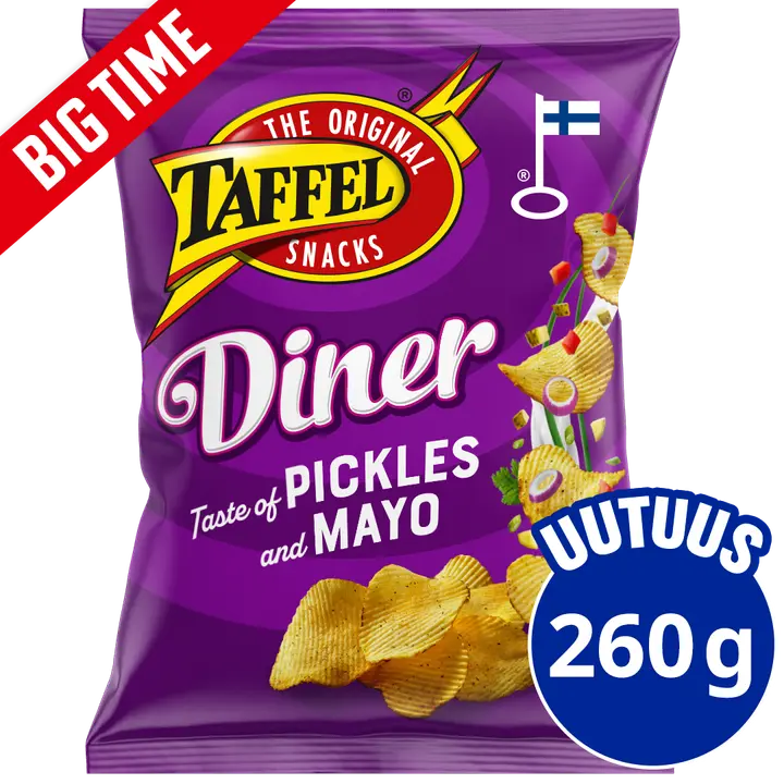 Taffel Diner pickles & mayo maustettu sipsi 260g-Taffel 晚餐泡菜和蛋黄酱调味薯片 260g