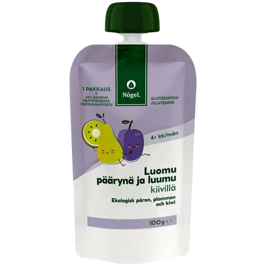 Nôgel luomu päärynä ja luumu kiivillä, 100 g｜Nôgel 有机梨和李子配猕猴桃， 100 g