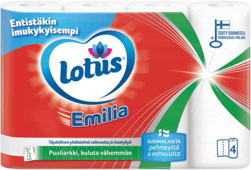 Lotus Emilia白色半张厨房纸4卷