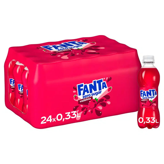 24-pack Fanta Vadelma Zero virvoitusjuoma muovipullo 0.33 L｜Fanta 24 件装芬达覆盆子零软饮料塑料瓶 0.33 L