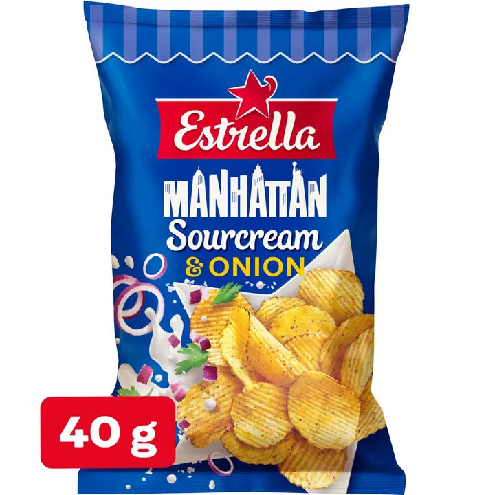 Estrella Manhattan Sour cream & Onion sipsi 40g-Estrella 曼哈顿酸奶油洋葱片 40g