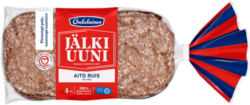 Oululainen Jälkiuuni Aito Ruis 4kpl 240g, täysjyväruisleipä｜Oululainen Jälkiuuni 纯黑麦面包 4片240克，全麦黑麦面包