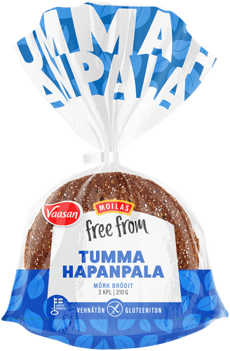 Vaasan Moilas Free From Tumma hapanpala 210g 3kpl gluteeniton tumma palaleipä｜Vaasan Moilas 无麸质黑酸面包块 210克 3片