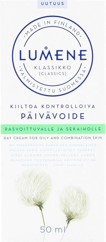 Lumene KLASSIKKO 控油日霜（油性及混合性肌肤） 50ml｜Lumene KLASSIKKO Kiiltoa kontrolloiva päivävoide rasvoittuvalle ja sekaiholle 50ml