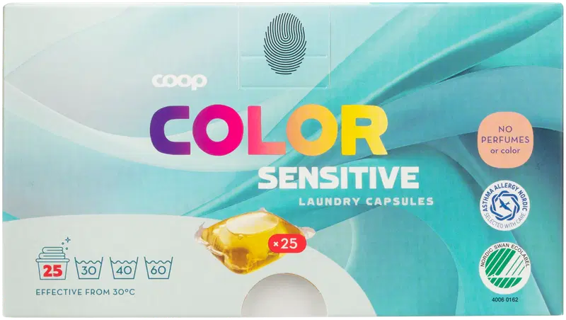 Coop 彩色衣物敏感肌洗衣凝珠 25 kpl｜Coop Color Sensitive pyykinpesukapseli 25 kpl