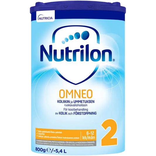 Nutrilon Omneo 2 800克，临床营养制剂粉末，适用于6-12个月婴儿｜Nutrilon Omneo 2 800 g, kliininen ravintovalmistejauhe imeväisikäiselle, 6-12kk.