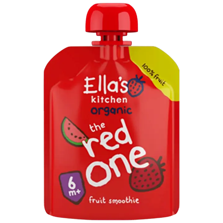 Ella's Kitchen The Red One, Punainen hedelmäsmoothie alkaen 6kk LUOMU 90g｜Ella´s Kitchen Ella's Kitchen The Red One，6 个月有机红色水果冰沙 90g