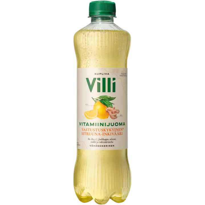 Villi Vitamiinijuoma sitruuna-inkivääri 0,5 l｜Villi 柠檬生姜维生素饮料 0,5 l