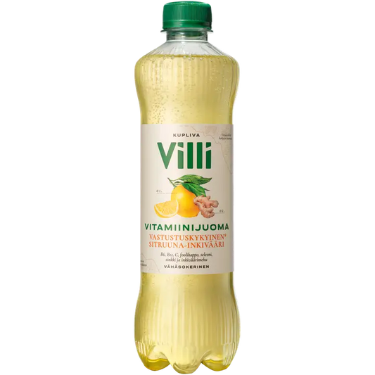 Villi Vitamiinijuoma sitruuna-inkivääri 0,5 l｜Villi 柠檬生姜维生素饮料 0,5 l