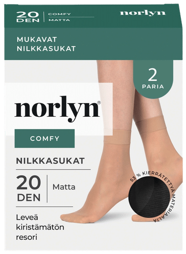 Norlyn 女式短袜舒适2双装20丹尼尔 黑色，尺码36-41
