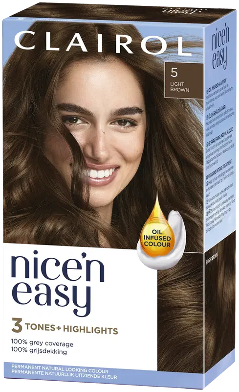 Clairol Nice'n Easy 持久染发剂 5 棕色｜Clairol Nice'n Easy kestoväri 5 ruskea