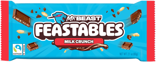 MrBeast Feastables 脆牛奶巧克力排块 60g｜MrBeast Feastables Milk Crunch maitosuklaalevy 60g